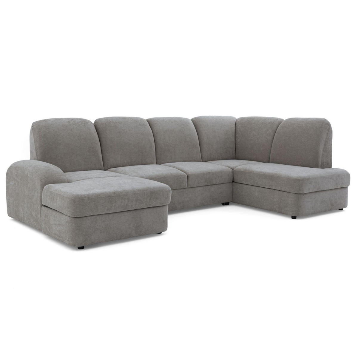 ECKSOFA VIBE U Rechts mit Schlaffunktion 129x263 Chenille Grau - Schwarz/Grau, Holz/Kunststoff (186/102/280cm) - Muffo