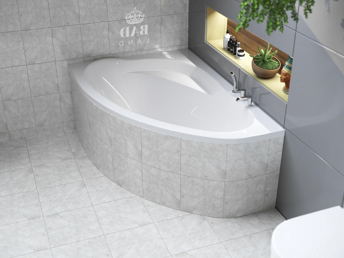 BADEWANNE Eckwanne MAREA 150/100 Links Ablauf & Füße - Weiß, Kunststoff (100/57.5/150cm) - bad land