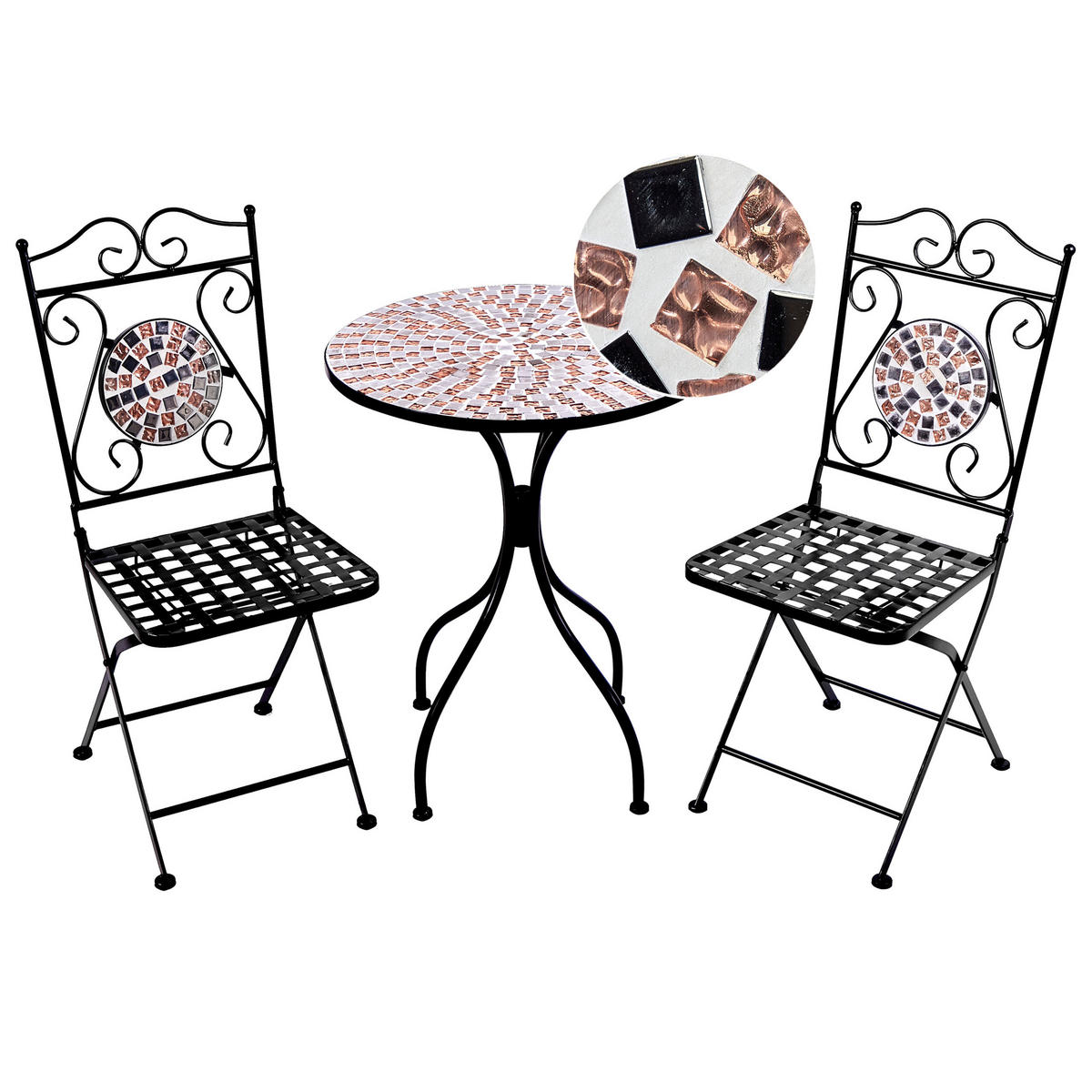 BISTRO-SET 2er Schwarz Carpino - Goldfarben/Schwarz, Metall - Beliani