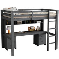 HOCHBETT 90/200 cm mit Schreibtisch, 4 Schubladen und 4 Ablagefächern aus Kiefern Holzwerkstoff und MDF, Grau - Grau, Holzwerkstoff (90/200cm) - Redom