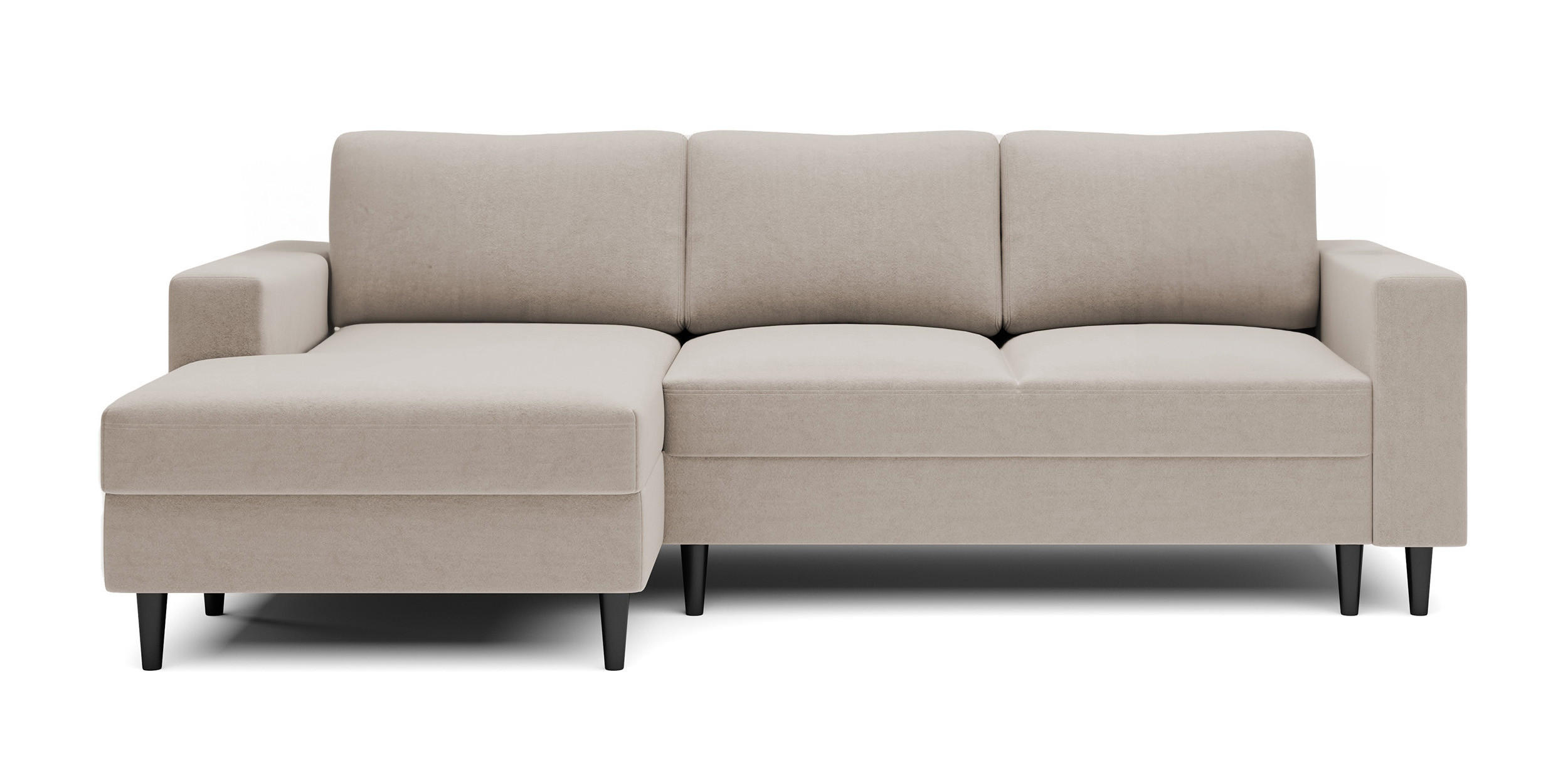 ECKSOFA Nalika Beige Velours - Beige/Schwarz, Holz/Textil (230/143cm) - Selsey