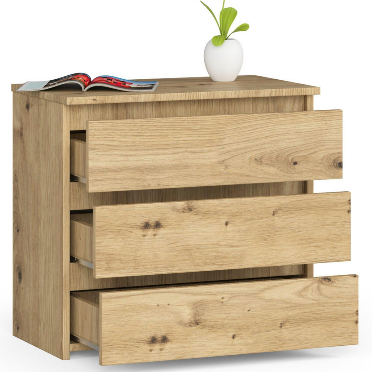 NACHTSCHRANK Eiche Artisan 60x35x57 cm - Eiche Artisan/Sonoma Eiche, Holzwerkstoff (60/57/35cm) - Akord