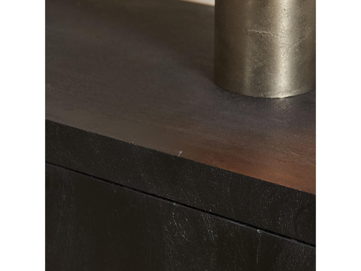 LOWBOARD Leuven Mangoholz 150 cm / 45 cm Schwarz - Schwarz, Holz (150/46/42cm) - Villa Möbel