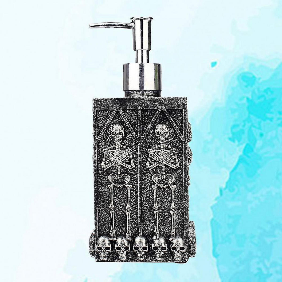SEIFENSPENDER , Totenkopf-Duschgel-Spenderflasche – 460 ml - Silberfarben, Kunststoff (7.5/7.5/20.5cm) - BELZ