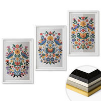 WANDBILDER 3er-Set - 40x60 cm Weißer Rahmen - Blumenmuster in intensiven Farben - Weiß, Kunststoff (40/60cm) - ArtPrintCave