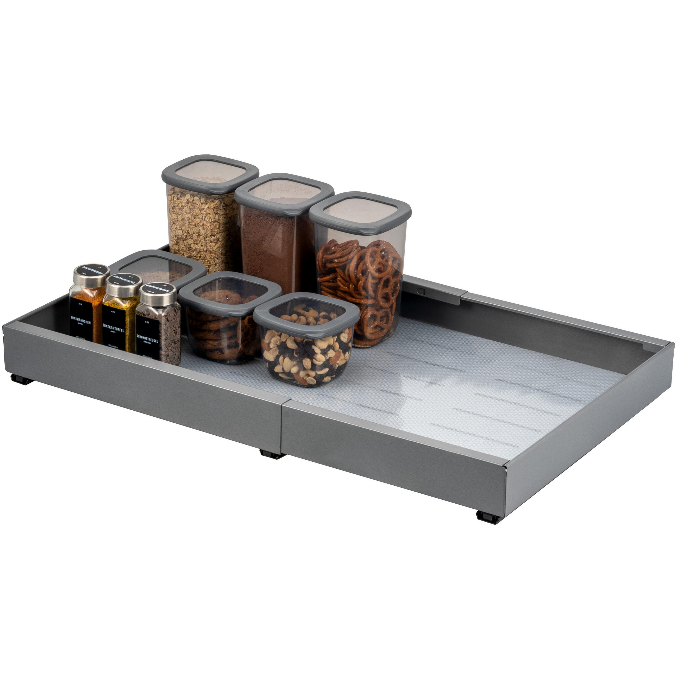 TELESKOPSCHUBLADE, ausziehbar, Metall, grau - Grau, Metall (67/6/42cm) - bremermann