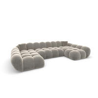 WOHNLANDSCHAFT Liva Taupe Samtstoff U-Form XXL Studio - Taupe, Textil (330/70/160cm) - VAROYAL