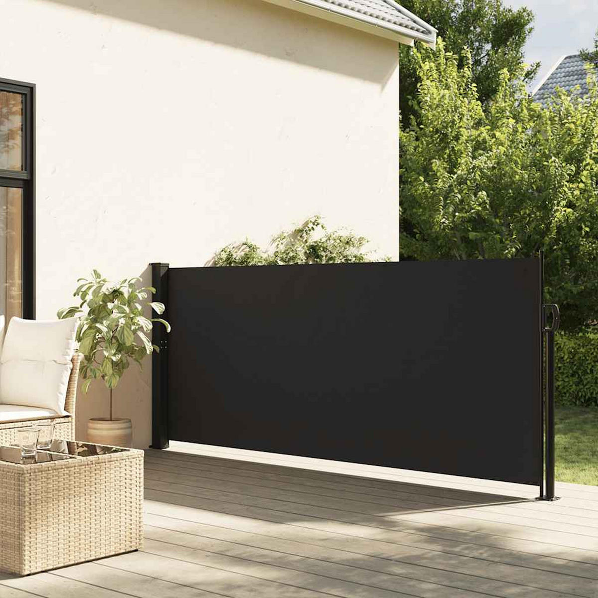 SEITENMARKISE Ausziehbar Schwarz 100x500 cm - Schwarz, Textil (500/100/500cm) - furnicato