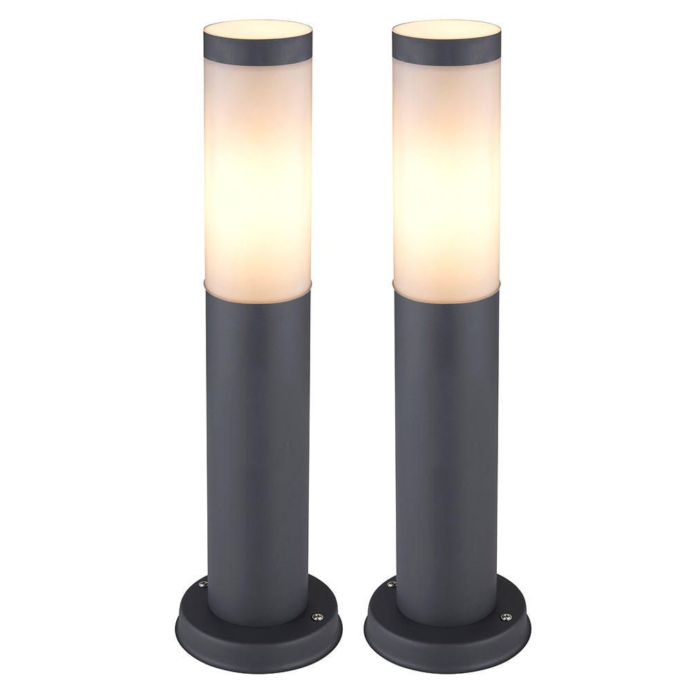 LED AUSSENLEUCHTE BOSTON Edelstahl Anthrazit 2er Set - Anthrazit, Metall (7.6/7.6/45cm) - Globo Lighting