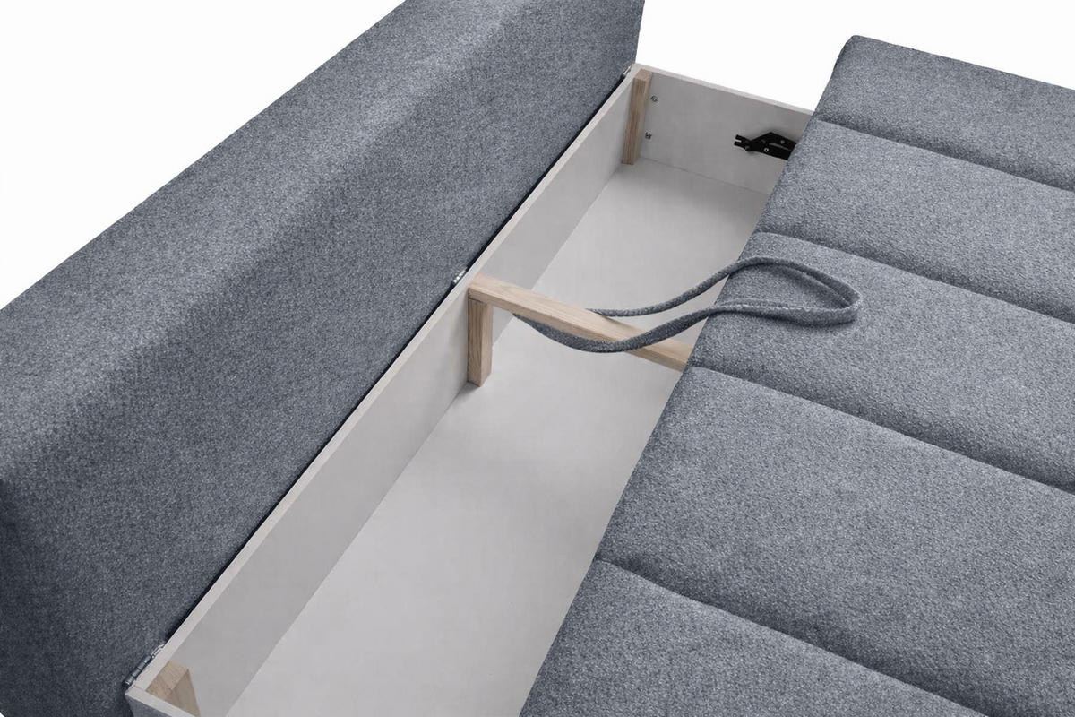 SOFA Mit Schlaffunktion Und Bettkasten, Veloursstoff Monolith, Silber, PIANO - Silberfarben, Holz (207/91/103cm) - Kaiser Möbel