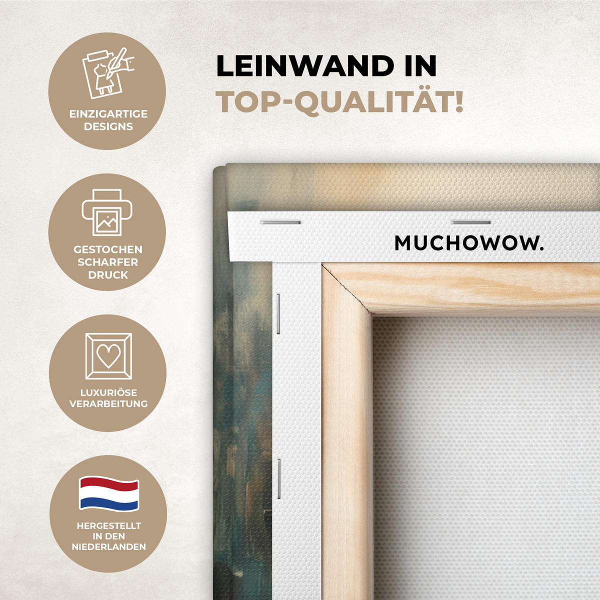 LEINWANDBILD Hirsch - Gemalt - Geweih - Braun 30x40 cm - Haselnussfarben, Textil (30/40cm) - MuchoWow