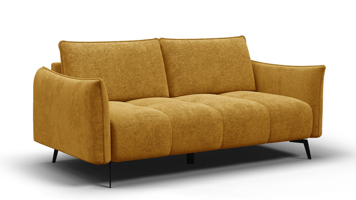 SOFA AERA 2,5-Sitzer, gelb - Gelb/Schwarz, Holz/Textil (187/89/96cm) - Courtois Laville