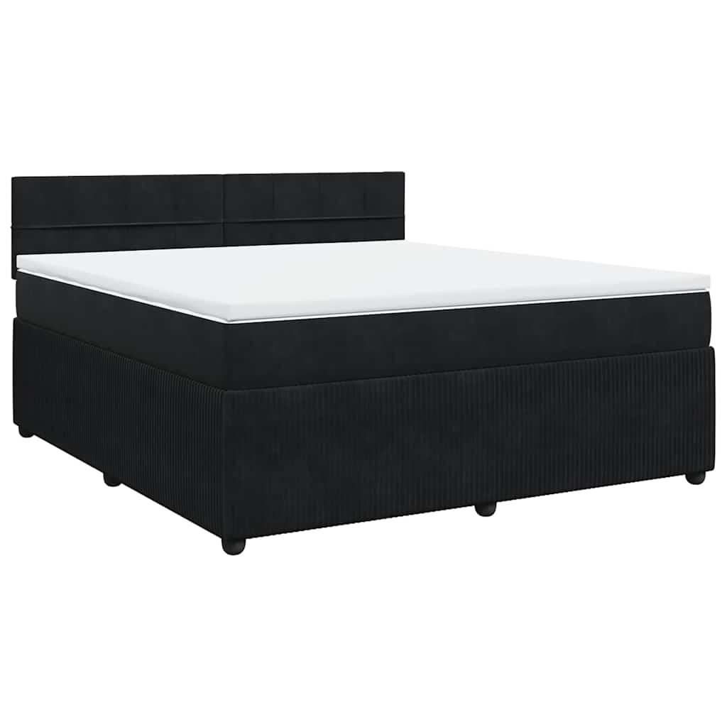 BOXSPRINGBETT Mit Matratze Schwarz 180/200 Cm Samt - Schwarz, Textil (180/200cm) - vidaXL