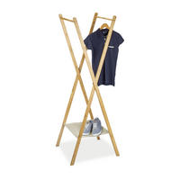 KLEIDERSTÄNDER - Hellbraun, Holz/Textil (50/164/58cm) - Relaxdays