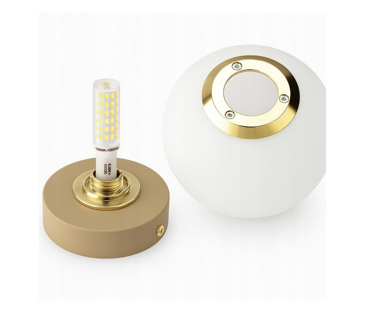 WANDLEUCHTE ECRU II - Beige/Goldfarben, Glas/Metall (16/14/14cm) - kiki design