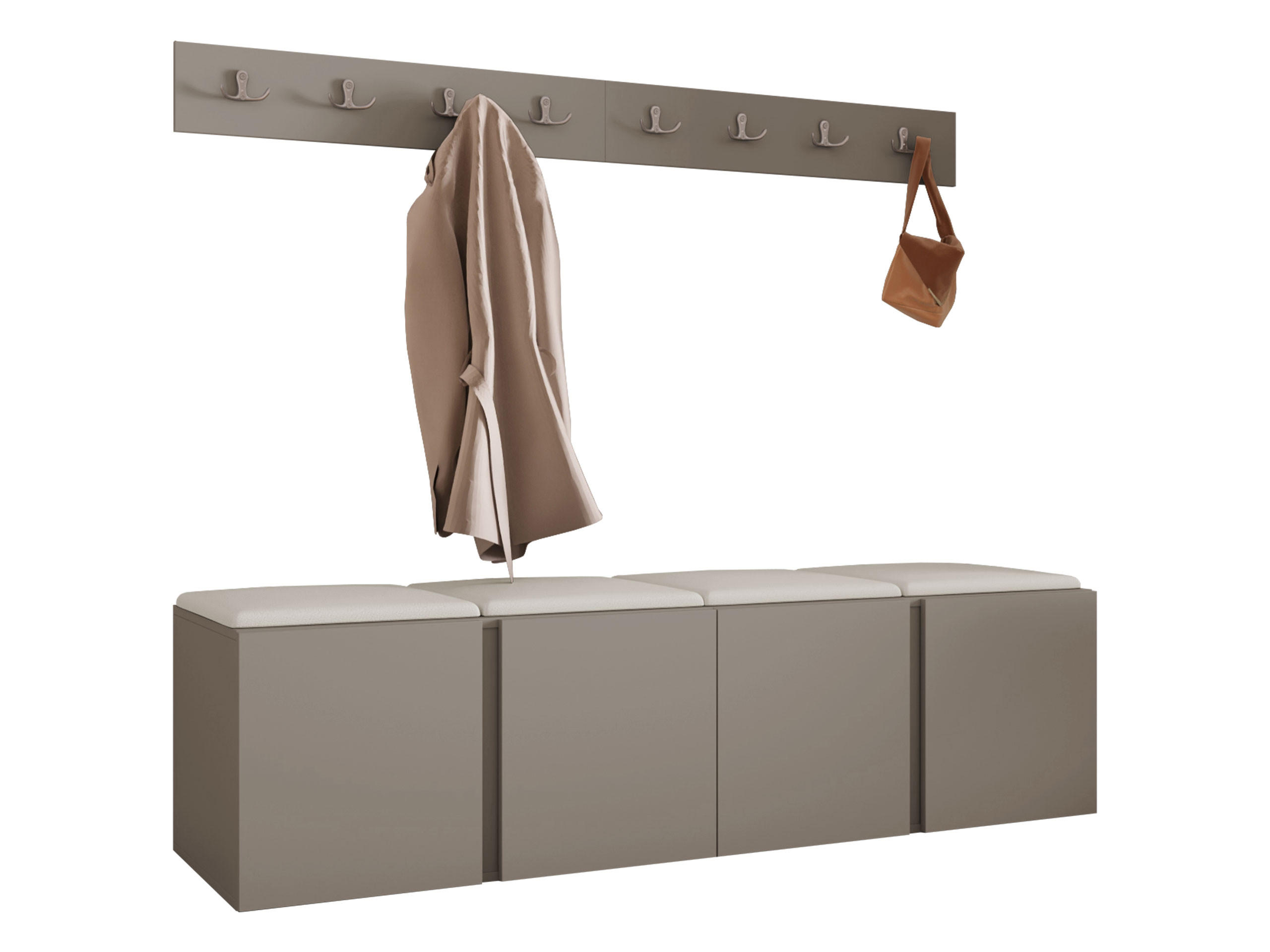 GARDEROBEN-SET Orion VII - Kaschmir/Weiß, Holzwerkstoff/Kunststoff (168/42/46cm) - MIRJAN24