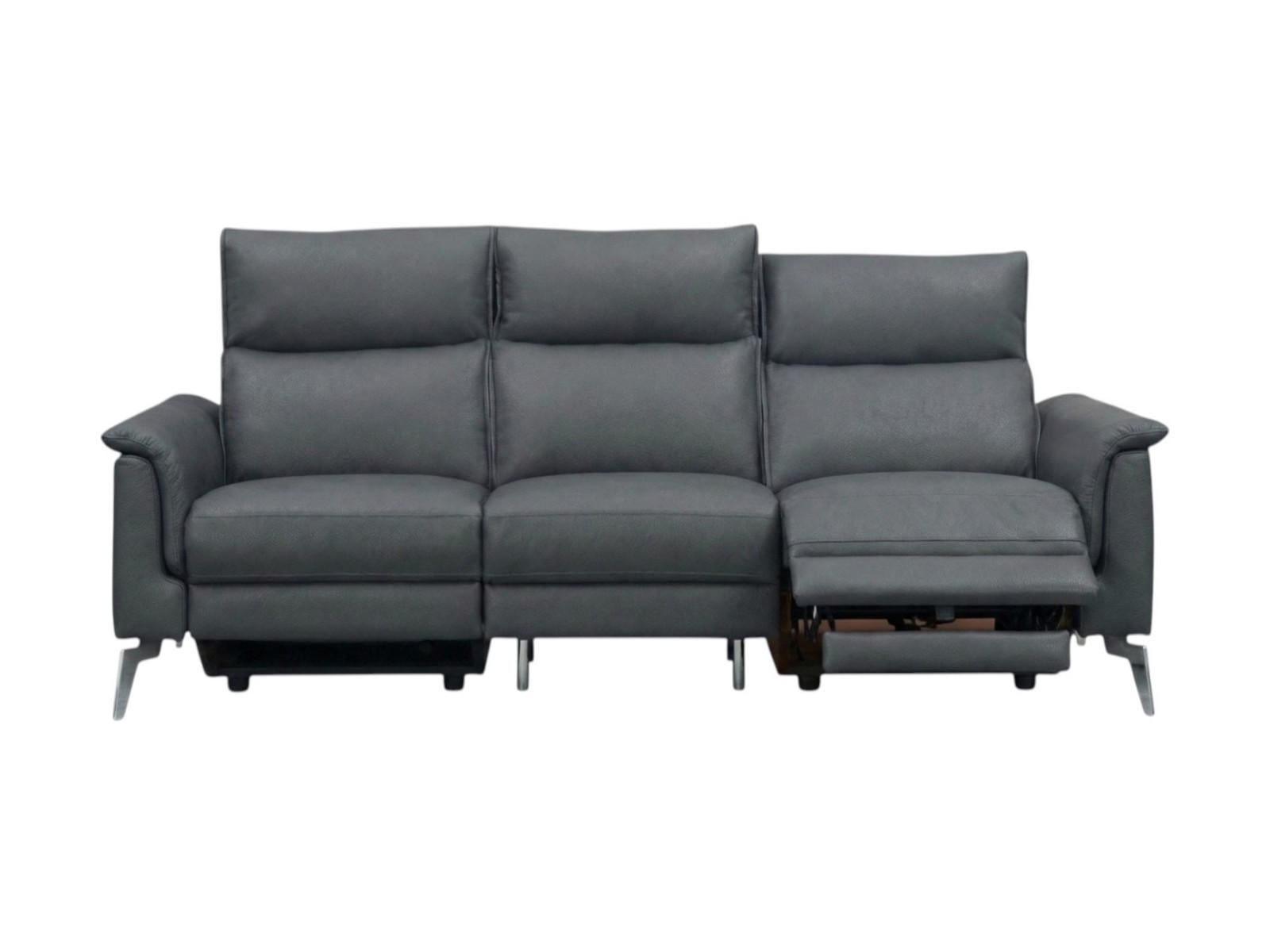 3-SITZER Sofa Borea Echtleder mit 1 x Relaxfunktion Anthrazit - Anthrazit, Leder/Metall (220/102/98cm)