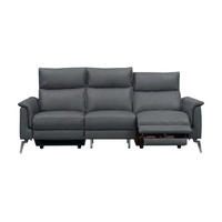 3-SITZER Sofa Borea Echtleder mit 1 x Relaxfunktion Anthrazit - Anthrazit, Leder/Metall (220/102/98cm)