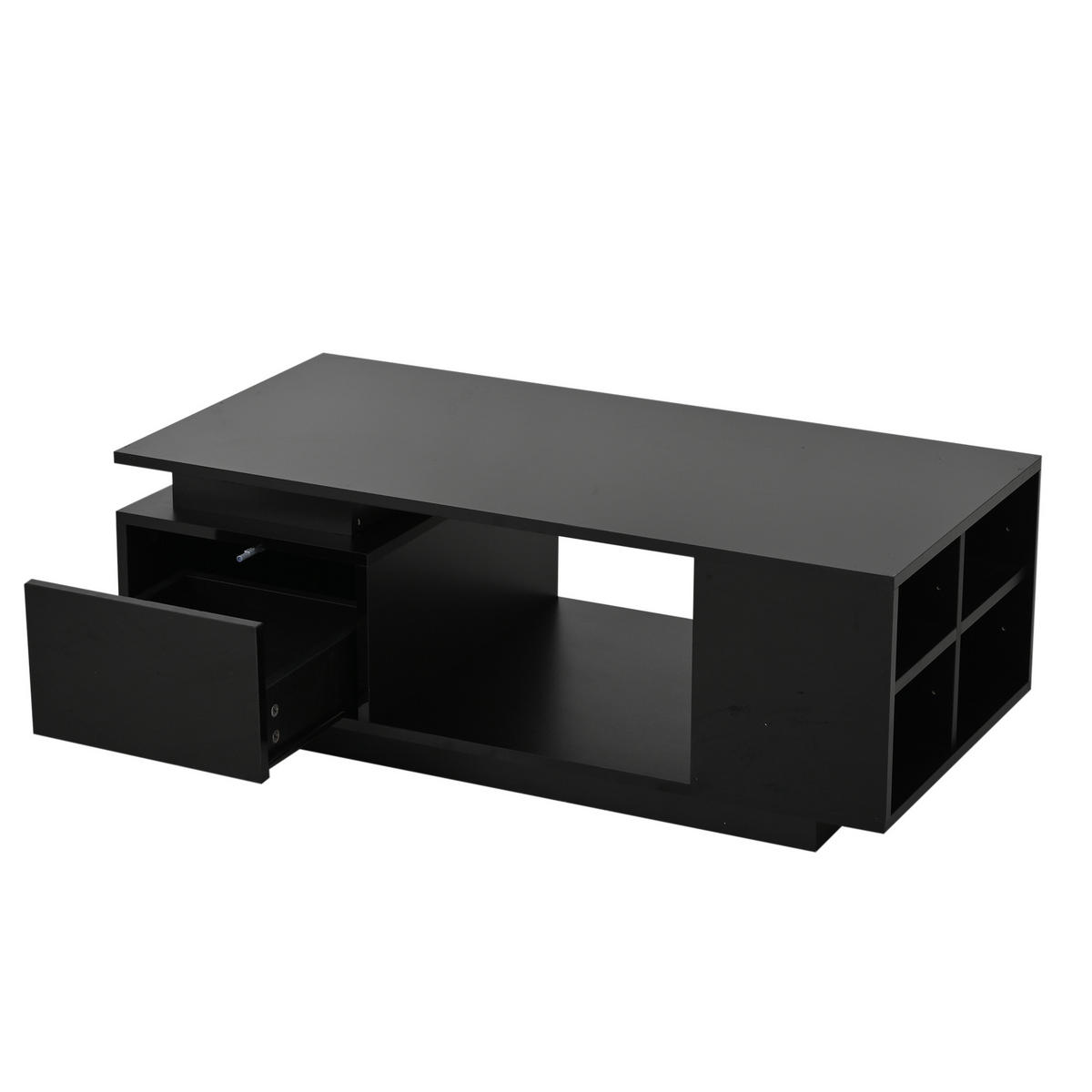 COUCHTISCH 100/50/36 cm Schwarz mit LED-Beleuchtung Hochglanz mit Schublade - Schwarz, Holzwerkstoff (100/50/36cm) - OKWISH