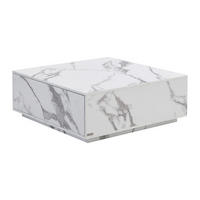 COUCHTISCH mit 2 Schubladen - MDF - Marmor-Optik Weiß - ANTRIM - Weiß, Holz (90/90/35cm) - Pascal Morabito