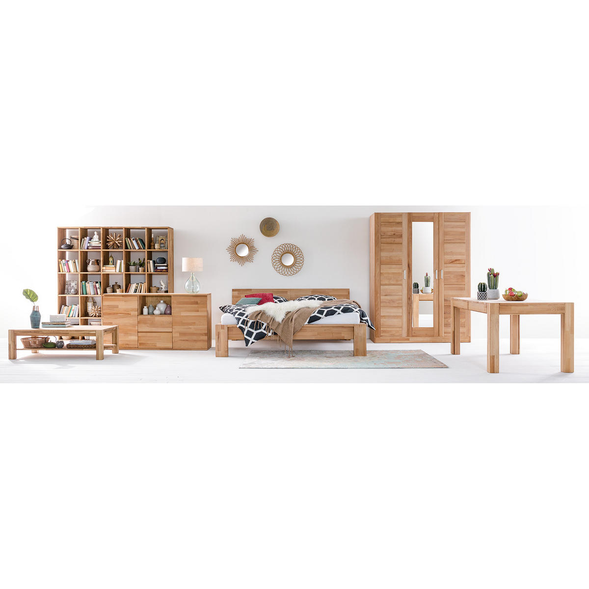 DREHTÜRENSCHRANK - Massivholz - Braun - Kernbuche, Holz/Holzwerkstoff (152/206/61cm) - home24