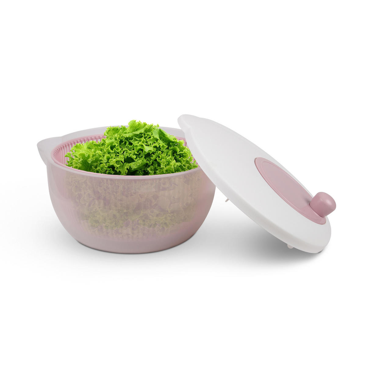 SALATSCHLEUDER inkl. Sieb und Deckel 4L Ø25cm Rosa - Transparent/Rosa, Kunststoff (25/14cm)