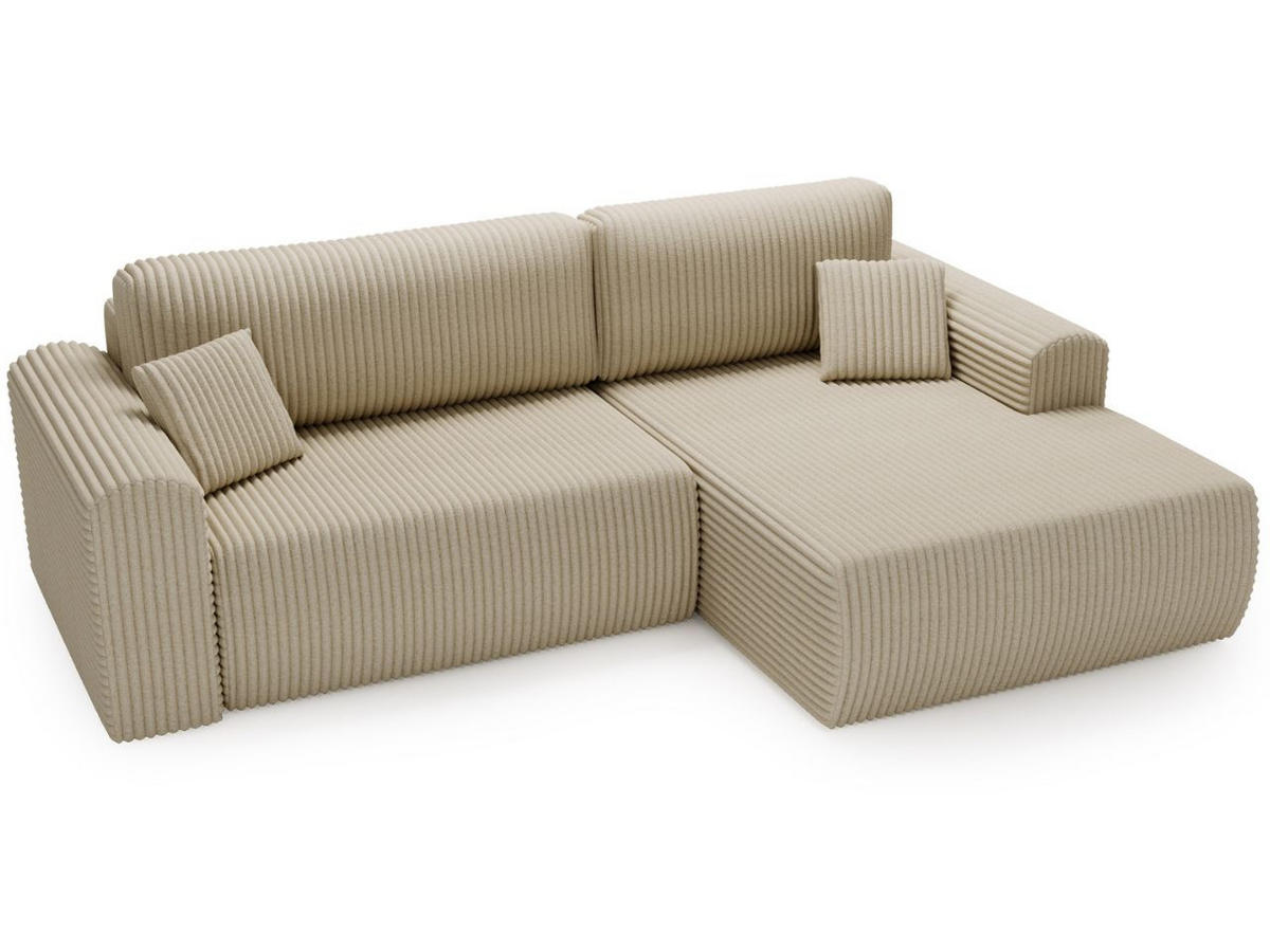 ECKSOFA Belvio Beige Rechts - Beige/Schwarz, Holz/Textil (257/177cm) - Graingold