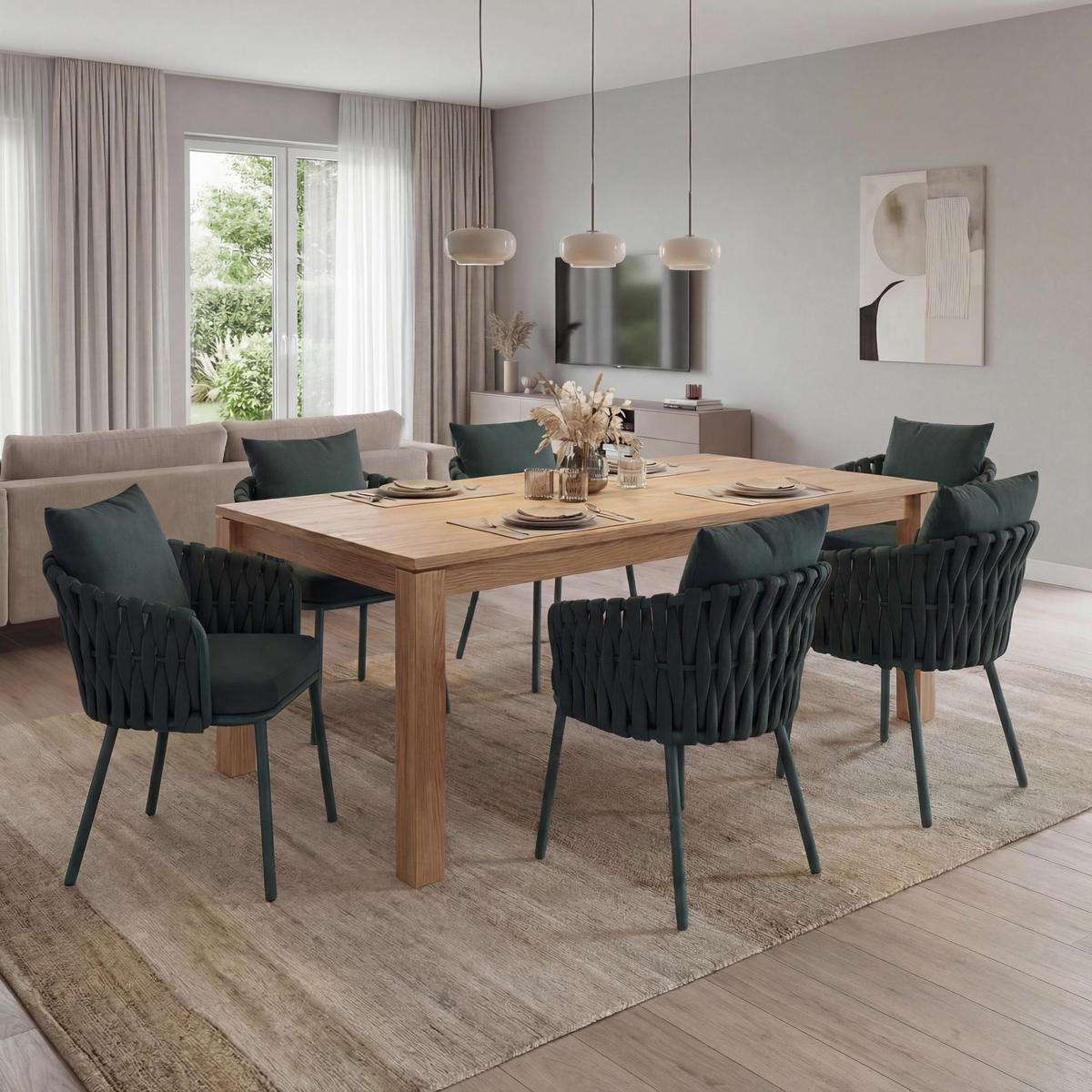 JEDÁLENSKÁ stolička Zelená - zelená, textil (56/71/57cm) - MCW