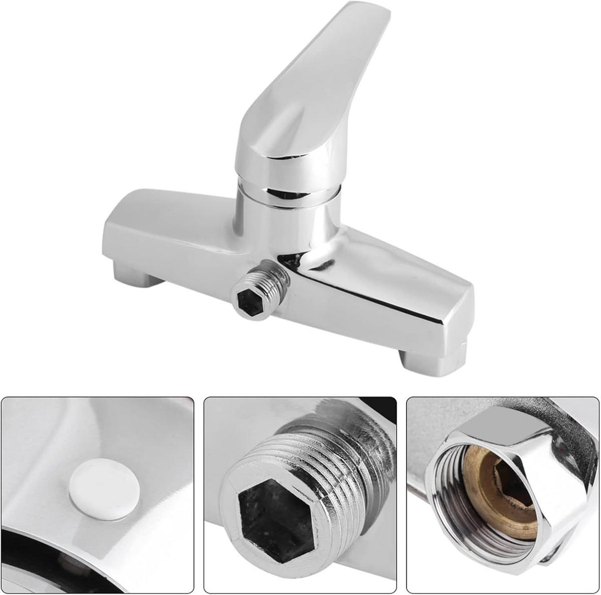 DUSCHARMATUR, An der Wand montierter Badewannenmischhahn - Silberfarben, Metall (11/6/15cm) - BELZ