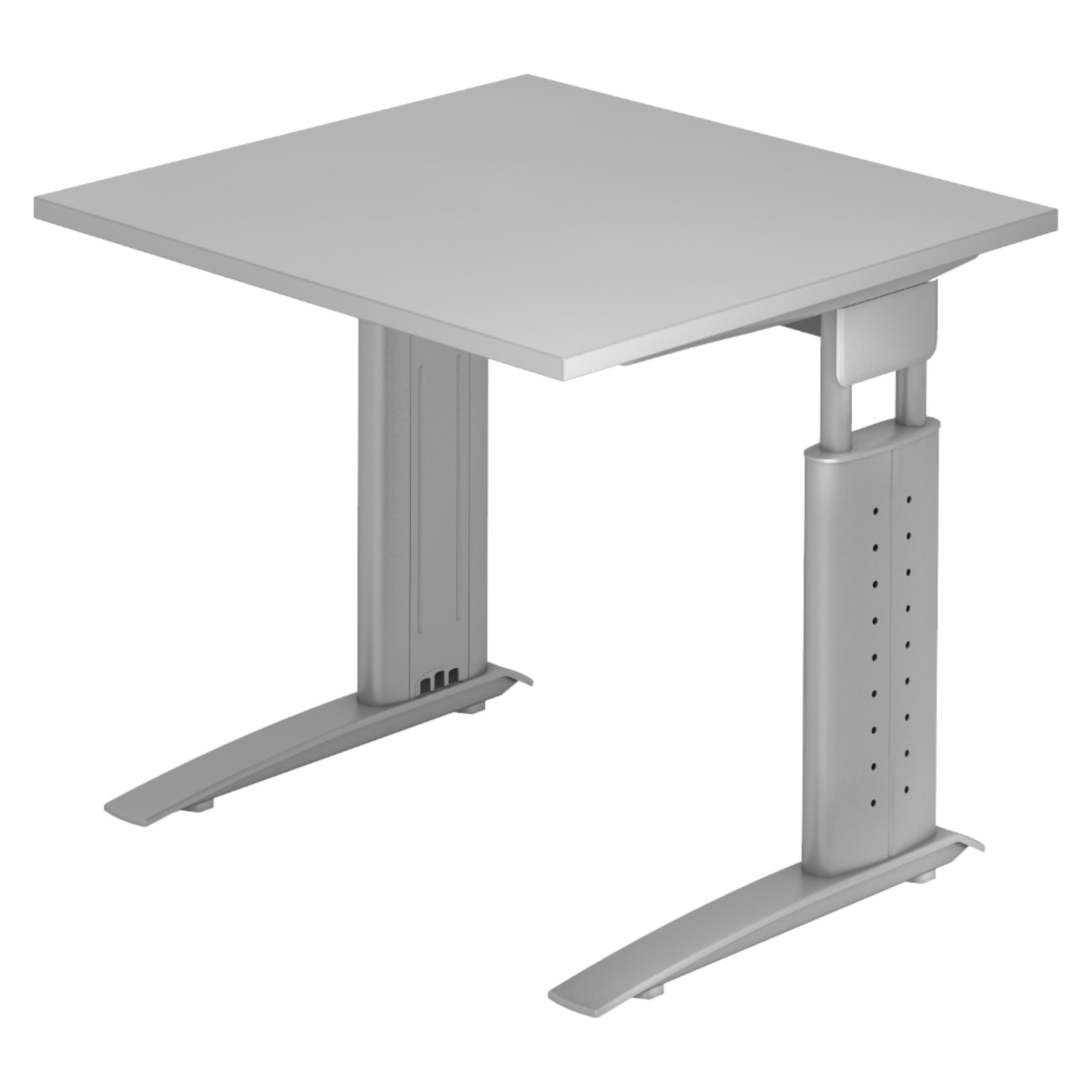 SCHREIBTISCH Serie-U 80/80/74 cm in Grau/Silberfarbengrau - Silberfarben/Grau, Holzwerkstoff (80/80/74cm) - bümö