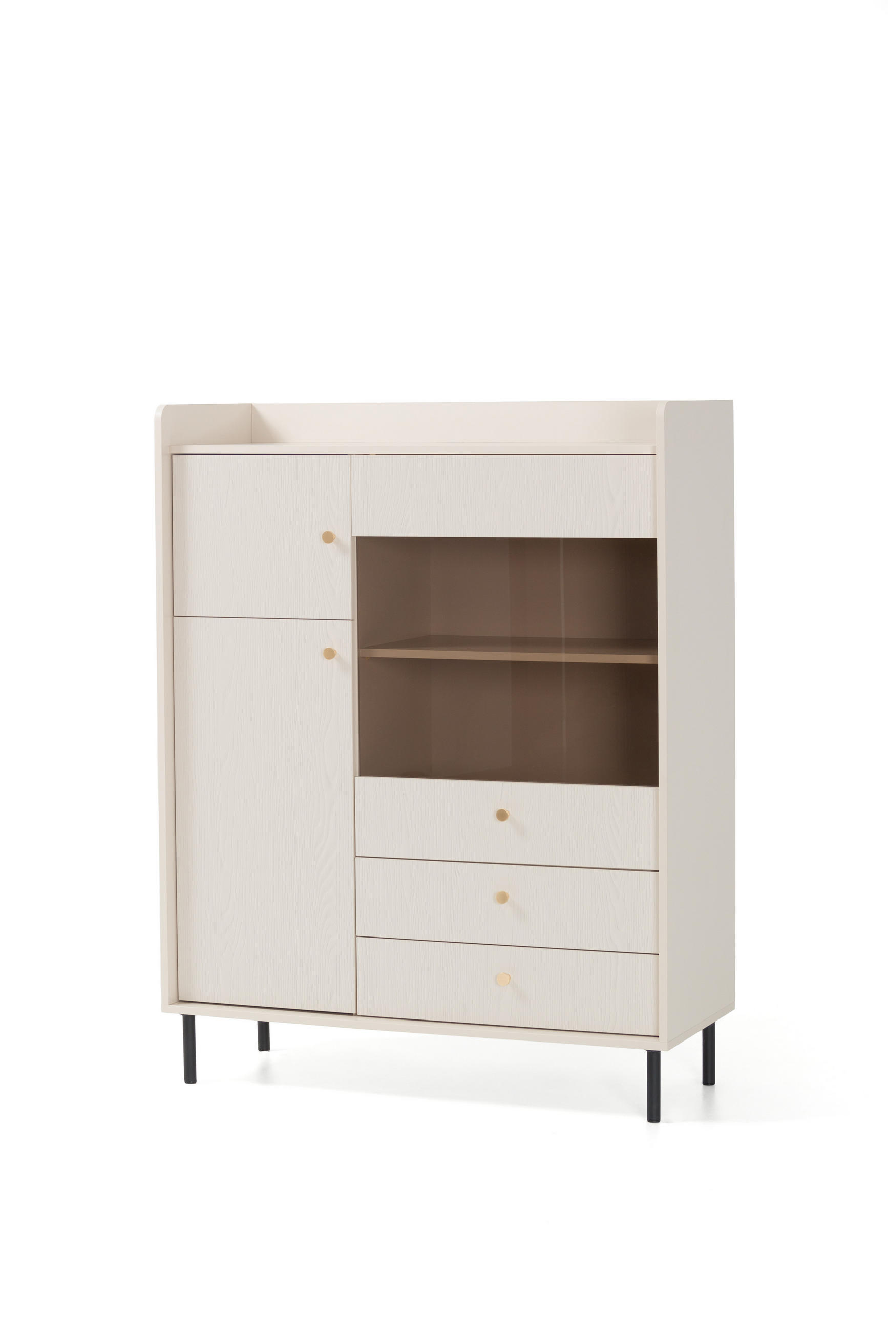 KOMMODE ASTREA 103,5/133/42cm mit 3 Schubladen 2 Türen Beige - Beige, Holzwerkstoff (103.5/133/42cm) - MASSENO