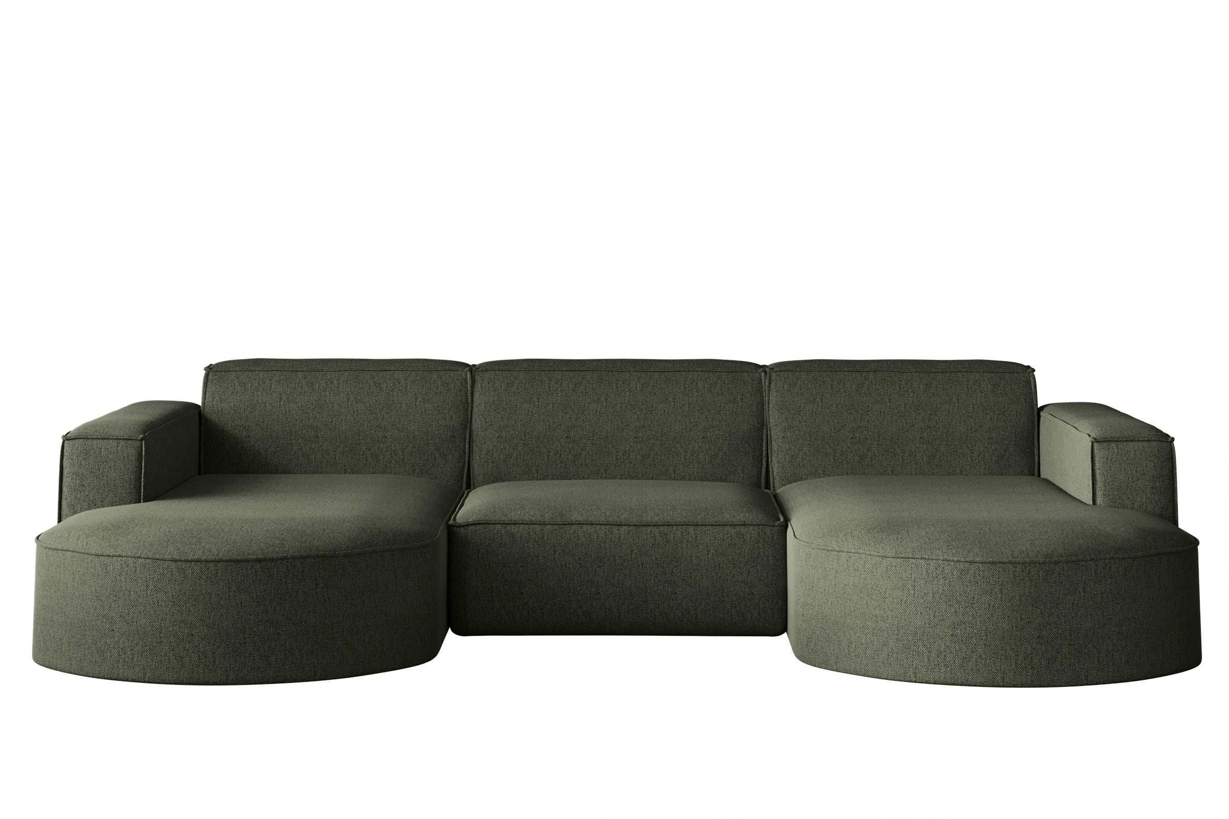 ECKSOFA U-Form MODENA STUDIO Stoff Verita Dunkelgrun - Dunkelgrün, Holz (165/299cm) - Kaiser Möbel