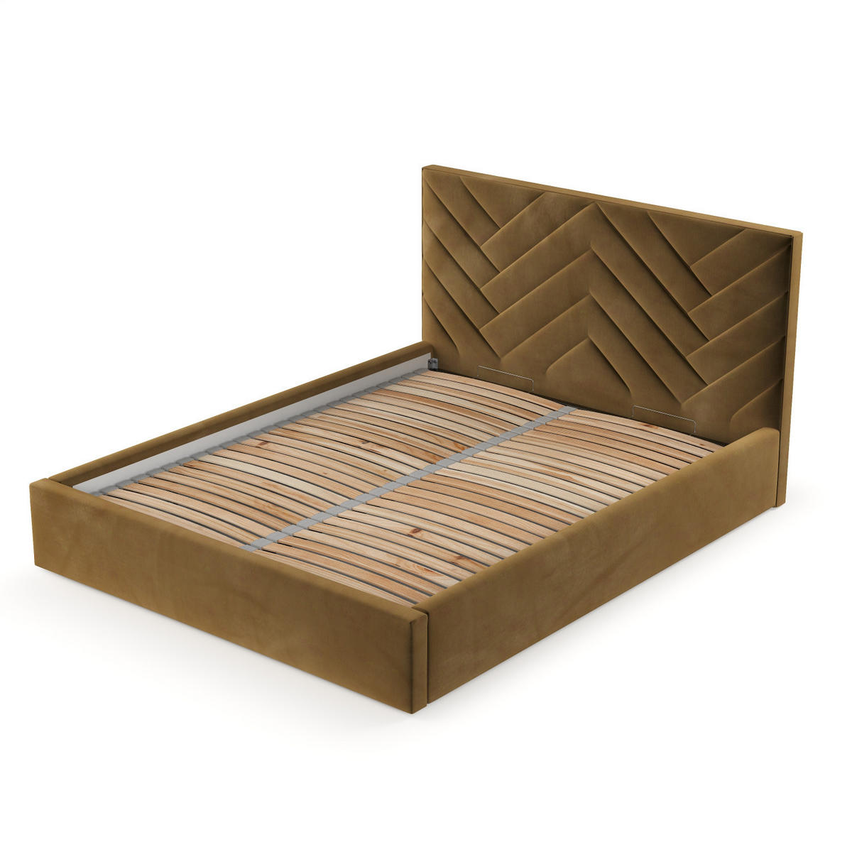 POLSTERBETT Arco 140/200 cm Honiggelb im Kronos Stoff - Schwarz/Naturfarben, Holz/Holzwerkstoff (140/200cm) - AltaBeds