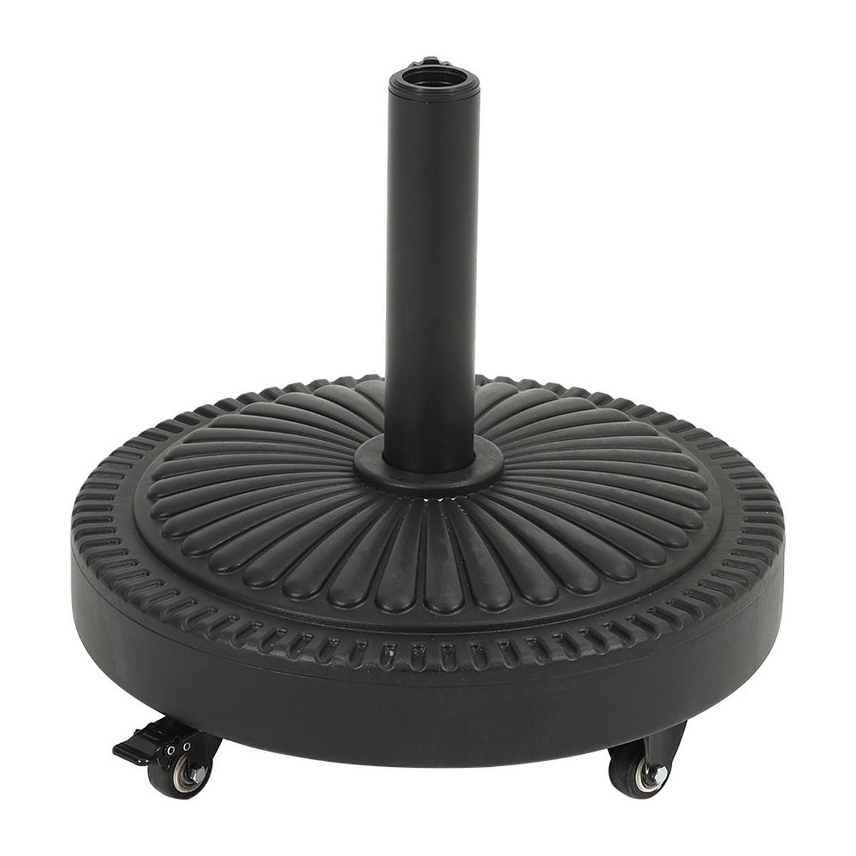 SONNENSCHIRMSTÄNDER Sonnenschirmfuß mit Rollen aus PE + Concrete mit dekorativem Muster Schwarz standfest ohne Befüllen Ø45 × 30 cm 25 kg - Schwarz, Metall (45/45cm) - Livingandhome
