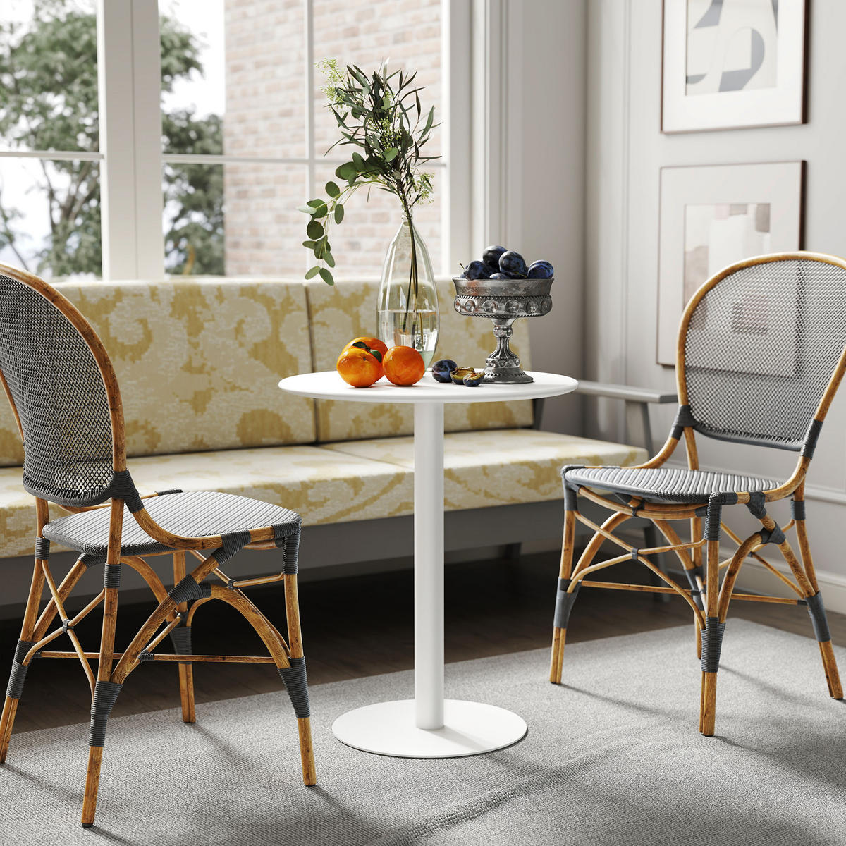 ESSTISCH, Runder Küchentisch für 2 Personen, Moderner Esszimmertisch, Weiß - Weiß, Metall (60/60/72cm) - HOMCOM