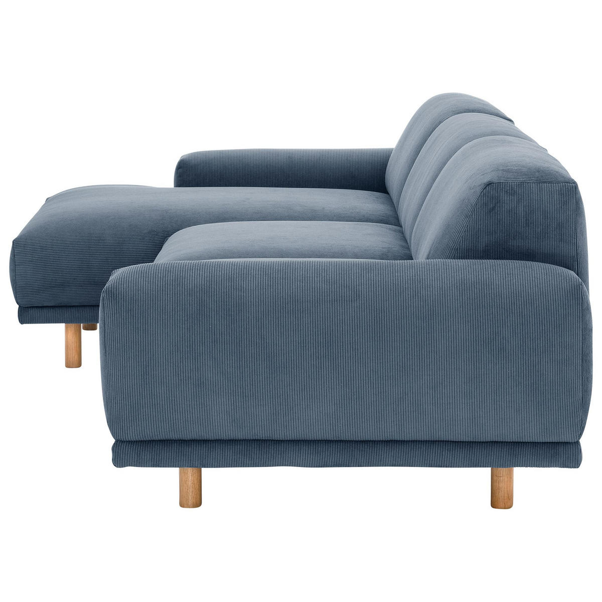 ECKSOFA mit Longchair links Kattryna Cordstoff blau - Blau, Kunststoff (133/283cm) - 58aufmkessel