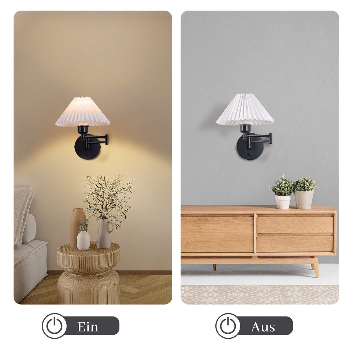 WANDLEUCHTE Nickel 41.5/27/42 cm - Weiß, Metall (27/42/41.5cm) - ZMH