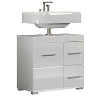 WASCHBECKENUNTERSCHRANK weiß Hochglanz 60 cm, Badschrank mit viel Stauraum - Weiß Hochglanz/Alufarben, Holzwerkstoff/Kunststoff (60/56/34cm) - Top.Furn