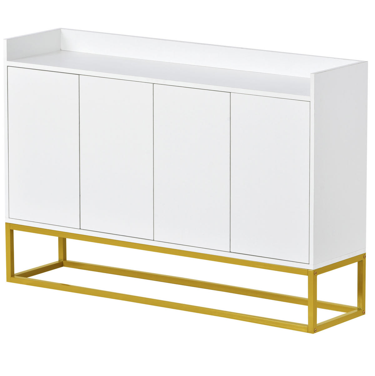 SIDEBOARD grifflos 120 x 30 x 80 cm Weiß 4-türig - Weiß, Holzwerkstoff (120/80/30cm) - Meubliv
