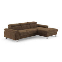 ECKSCHLAFSOFA mit Bettkasten – Cord-Stoff - Chromfarben/Braun, Holz/Textil (166/244cm) - Cotta