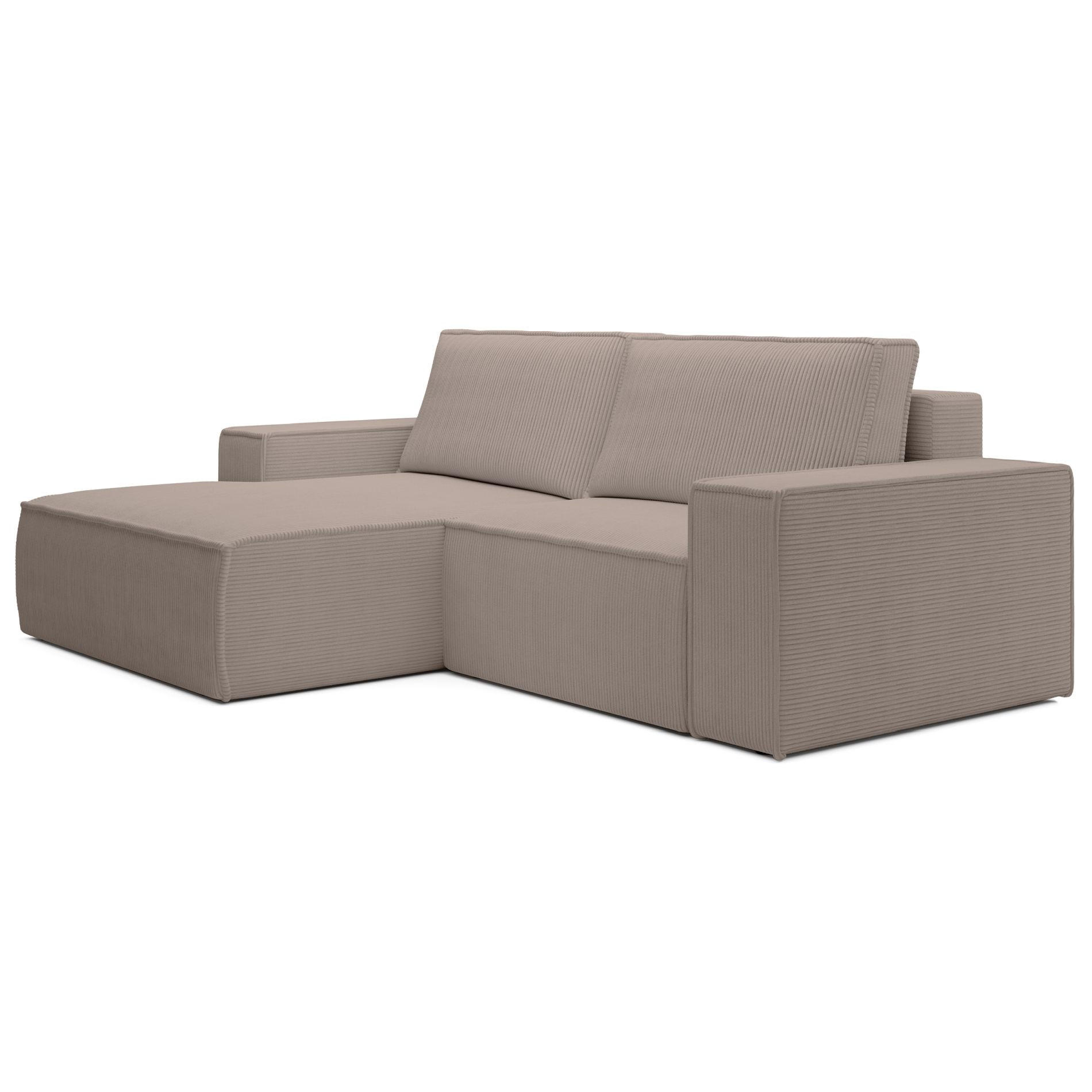 ECKSOFA Farese Mini mit Cordbezug Beige, links - Beige/Schwarz, Textil (240/167cm) - Selsey