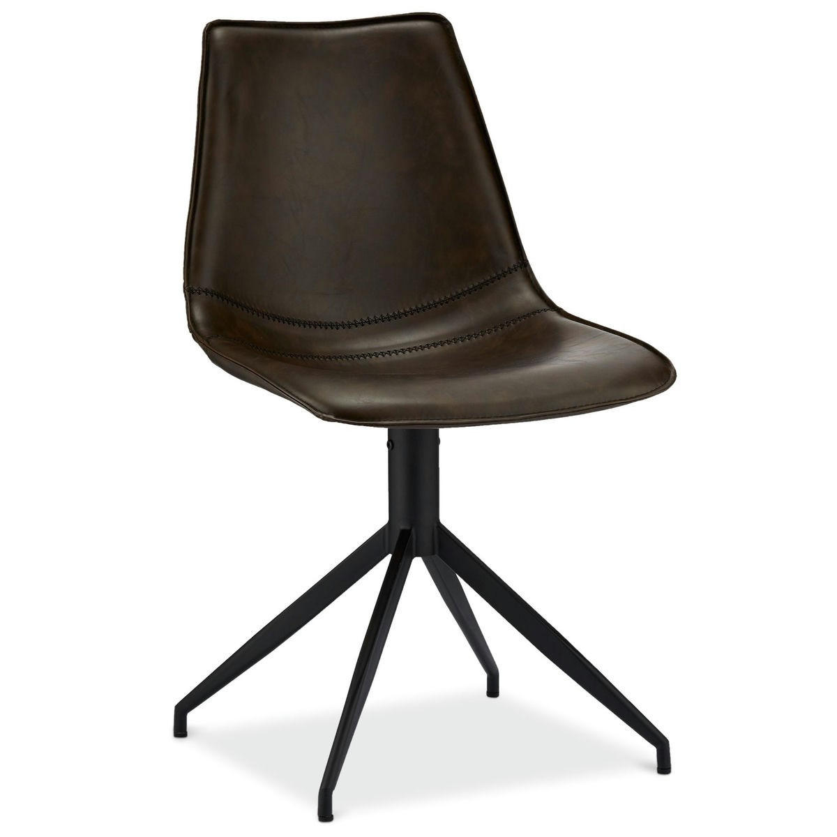 STUHL-SET 2 Stück in Kunstleder - Schwarz/Braun, Textil/Metall (48/85/57cm) - Furnhouse