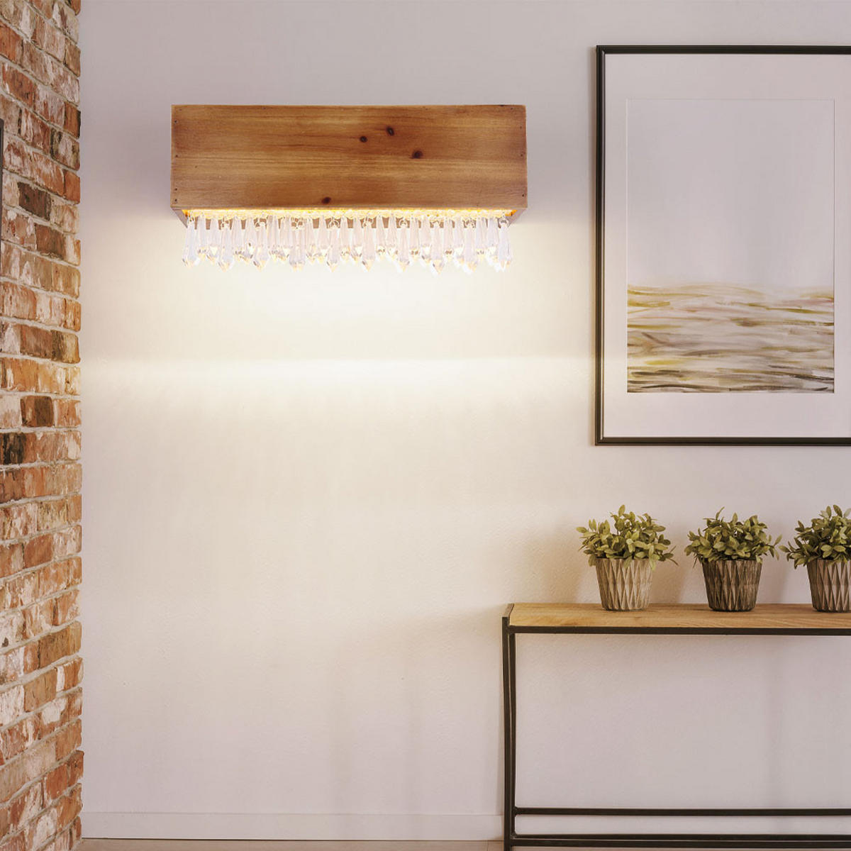 LED WANDLEUCHTE EDELTRAUD Holzoptik Braun - Braun, Holz (37/17/11cm) - Globo Lighting