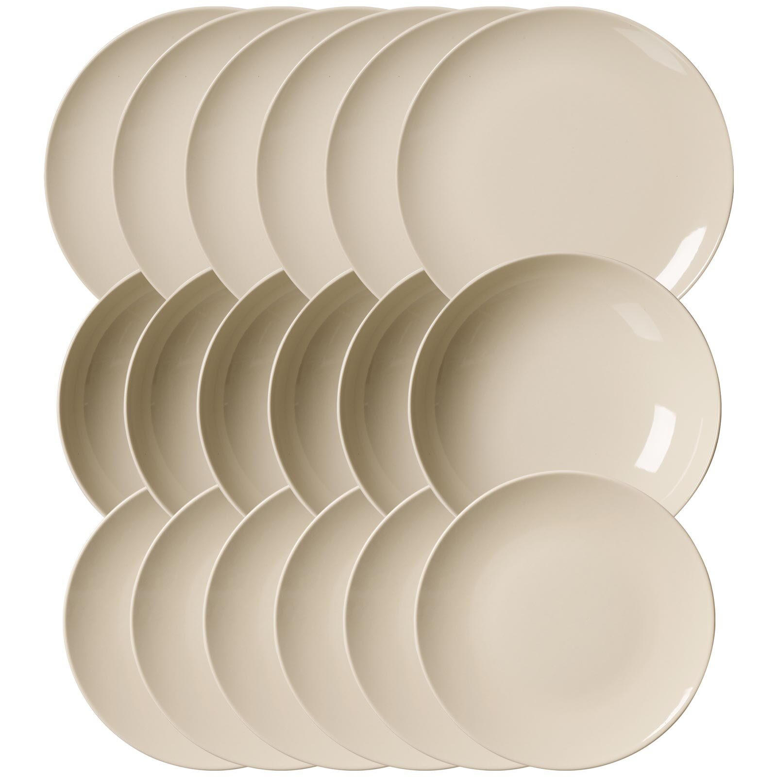 TELLER-SET Cecina Beige 18er Set - Beige, Keramik (1/1/1cm) - Ritzenhoff Breker