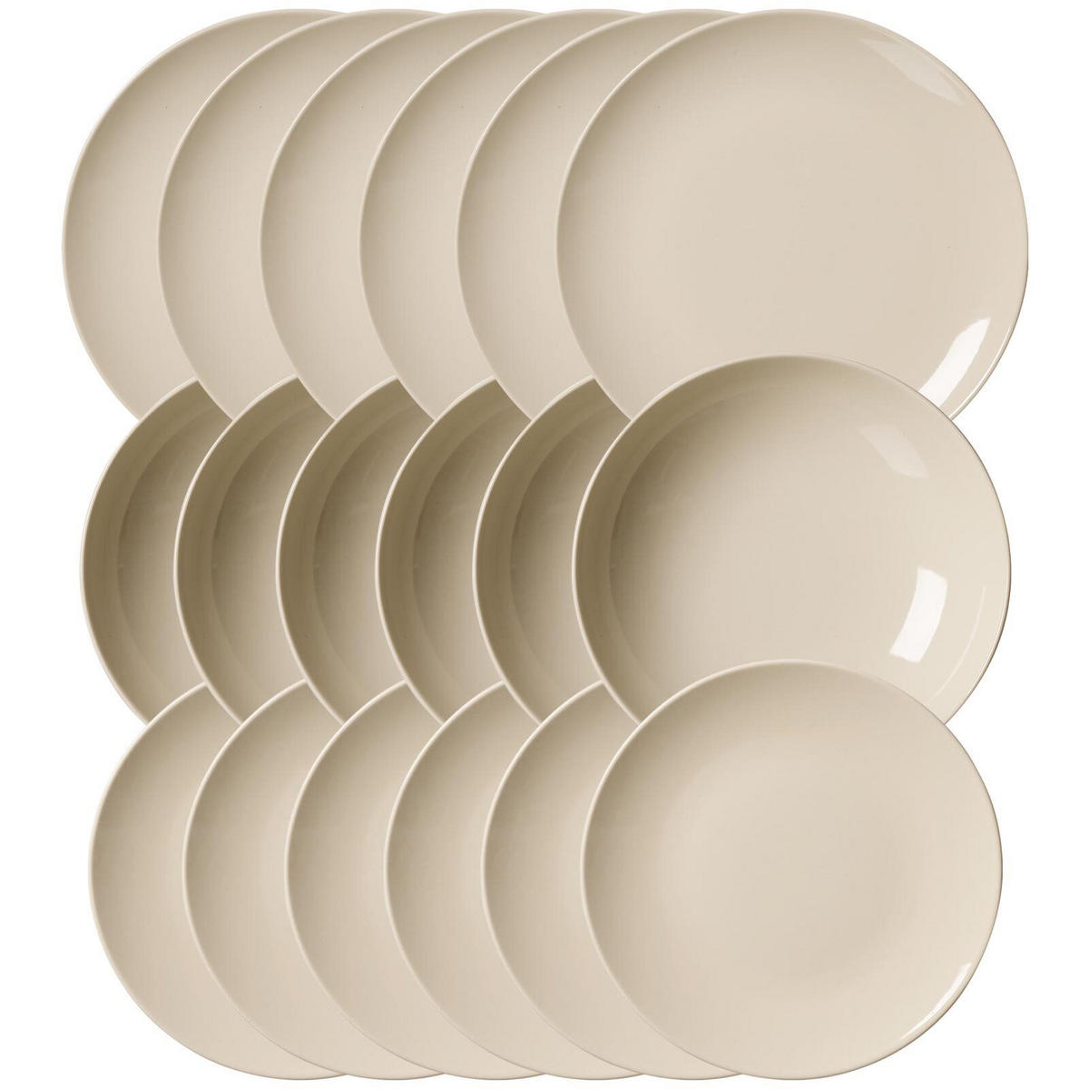 TELLER-SET Cecina Beige 18er Set - Beige, Keramik (1/1/1cm) - Ritzenhoff Breker