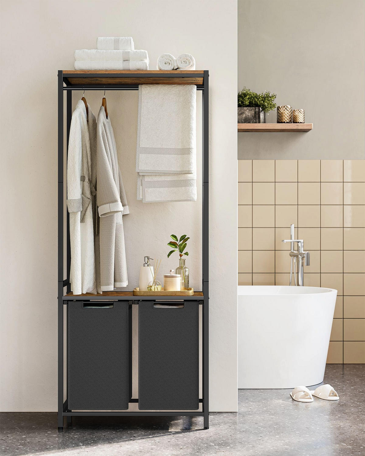 WÄSCHEKORB MOMBASA - Braun, Metall (33/177/73cm) - Hansiro