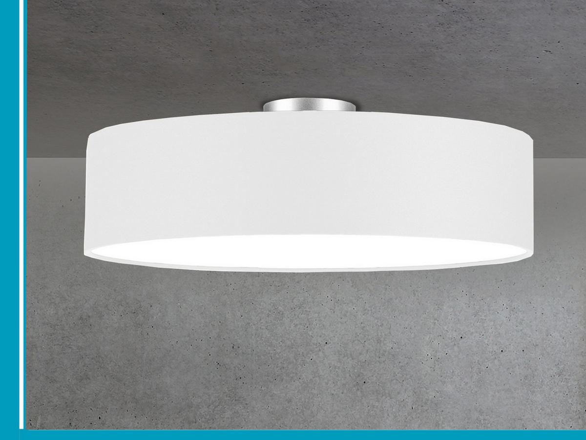 DECKENLAMPE Ø60cm, Lampenschirm Stoff Weiß - Weiß, Textil (60/60/17cm) - meineWunschleuchte