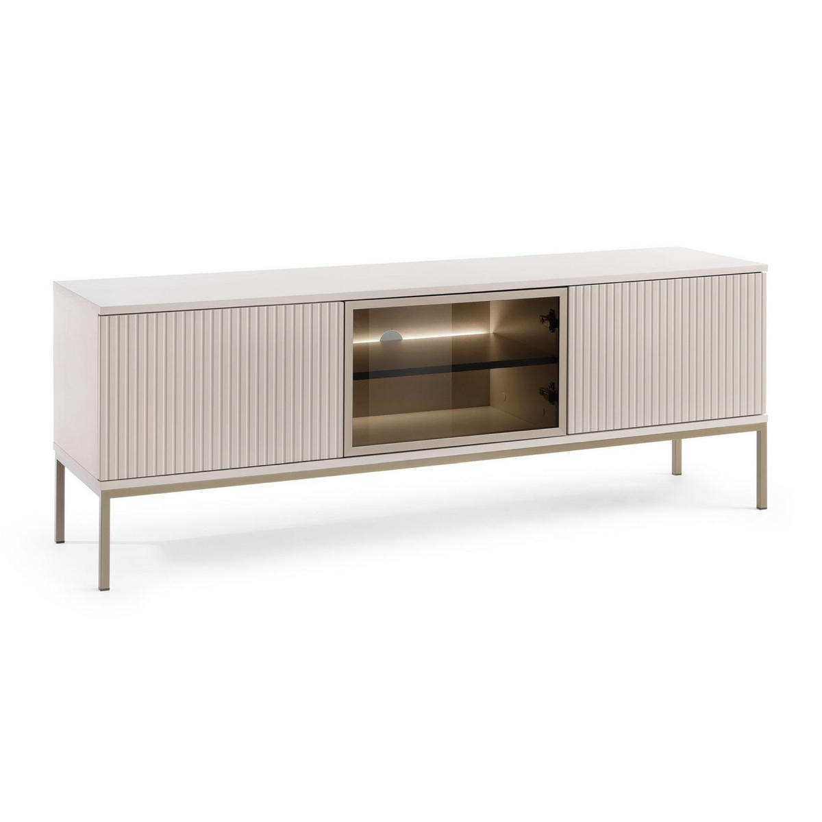 TV-SCHRANK Tosena Greige 154 cm - Kaschmir/Goldfarben, Holzwerkstoff (153.4/39/56.2cm) - Selsey