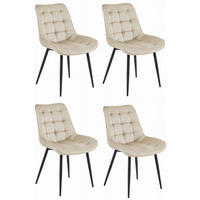 ESSZIMMERSTUHL 4-er Set BERA beiger Sitz, schwarze Beine - Beige/Schwarz, Textil (54/88/60cm) - Valora