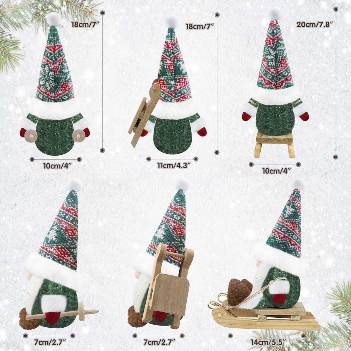 WEIHNACHTSWICHTEL 3er Set Grün - Multicolor, Textil (11/18/20cm)